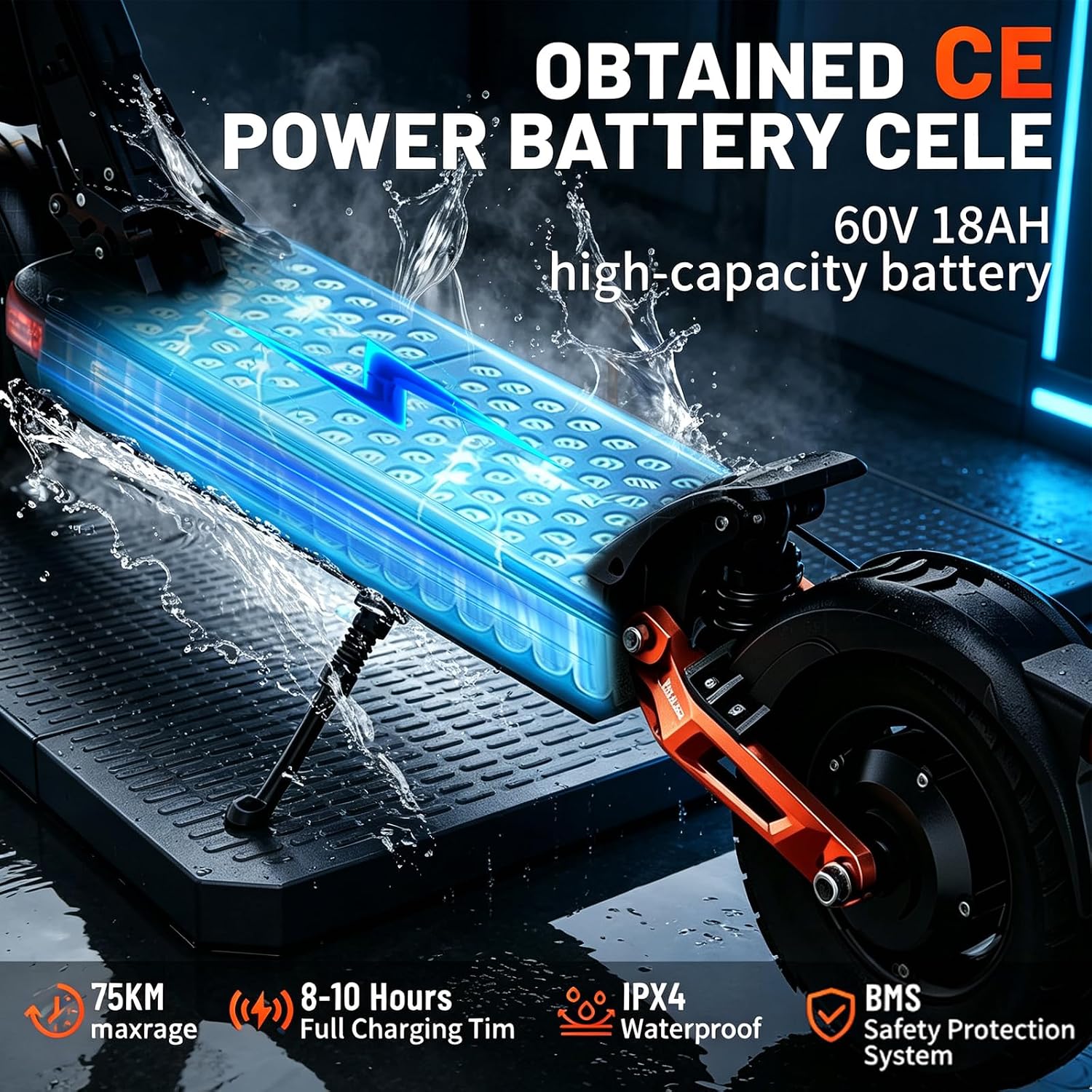 JOYOR Electric Scooter for Adults, 75km Long Range, Dual Motors, 60V18Ah Long Range Foldable E Scooter, 10" Off-Road Tyres, Dual Suspension, Dual Disc Brakes, Folding All-Terrain Electric Scooter