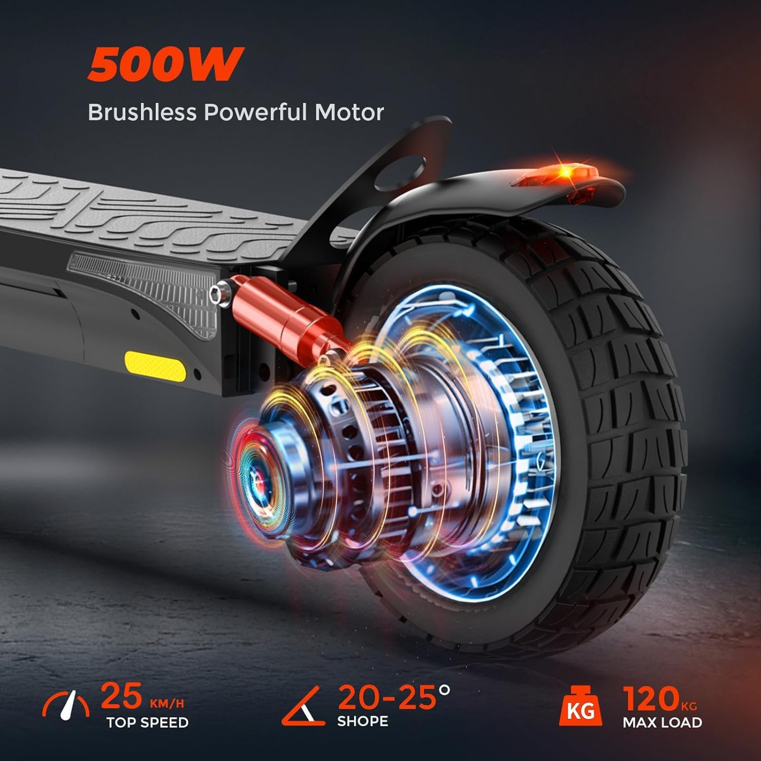 10" Off-road Electric Scooters Adult,Powerful Motor, 40-45km Range Fast Electric Scooter with Adjustable Height, 4 Shock Absorbers Foldable E Scooter,Dual Braking System Dark Black