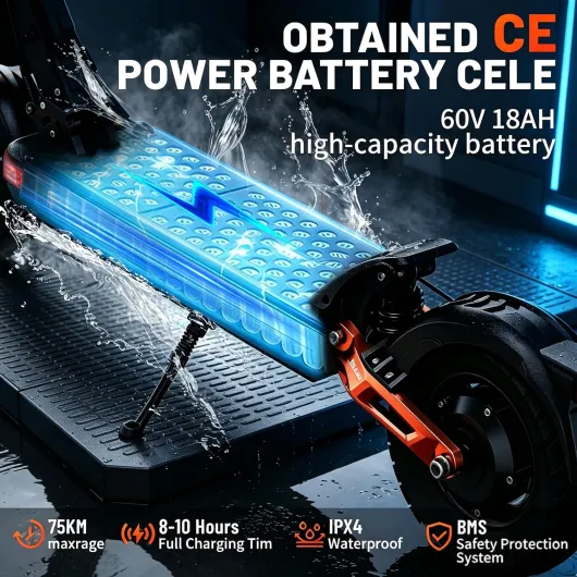 T10 Dual-Motor Electric Scooters Adult, 75km Long Range E Scooter, 60V 18Ah Battery, 10-Inch Tire, 4 Shock Absorbers, Dual Disc Brake Foldable off road Electric Scooter, Ideal Choice