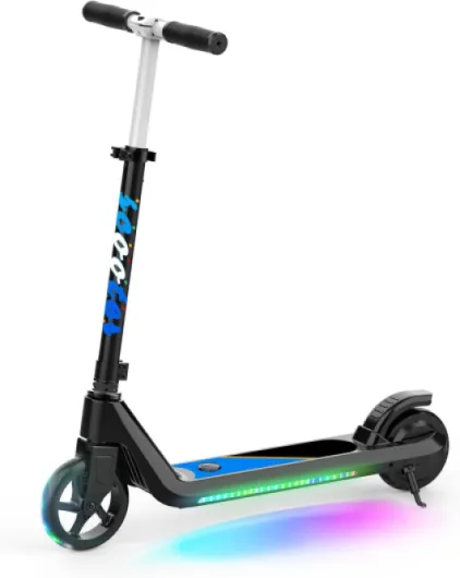 Electric Scooter for Kids Age 6-10, Kick-Start Boost Scooter with Adjustable Speed and Height, Flash Wheel & Deck Lights black