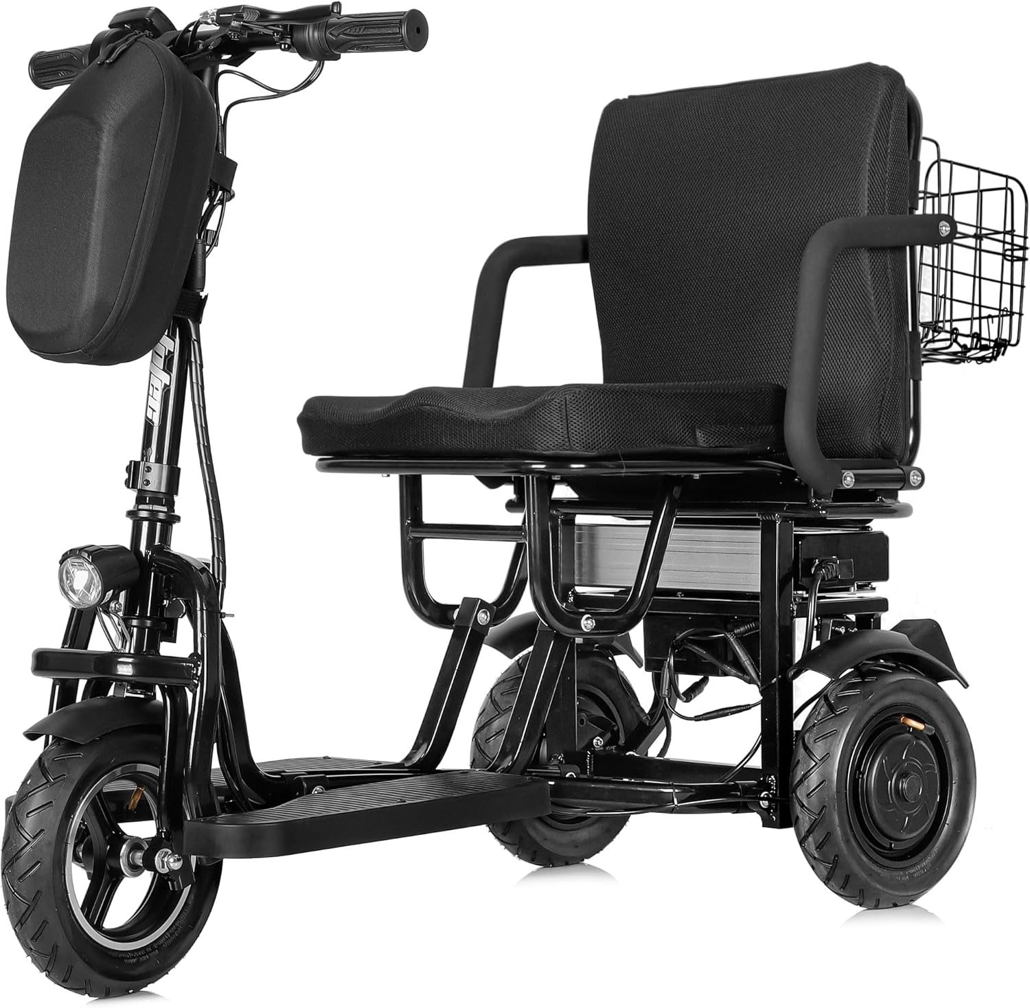 Folding Mobility Electric Trike 48v 700w Dual Motor Lithium Black, 42x22x33 Inch, MT-FOLD-TRK-700