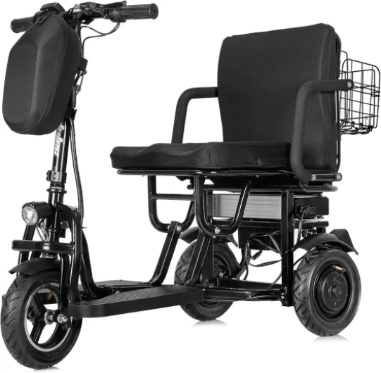 Folding Mobility Electric Trike 48v 700w Dual Motor Lithium Black, 42x22x33 Inch, MT-FOLD-TRK-700