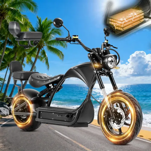 (2025 Upgraded) M1P Pro 4000W Electric Motorcycle for Adults 50MPH 60V 42Ah 55 Miles Long Range 2 Persons Adult Motorcycle Dual Battery Hydraulic Brakes Street Legal Electric Motorcycle Black M1p Pro With Rear Seat