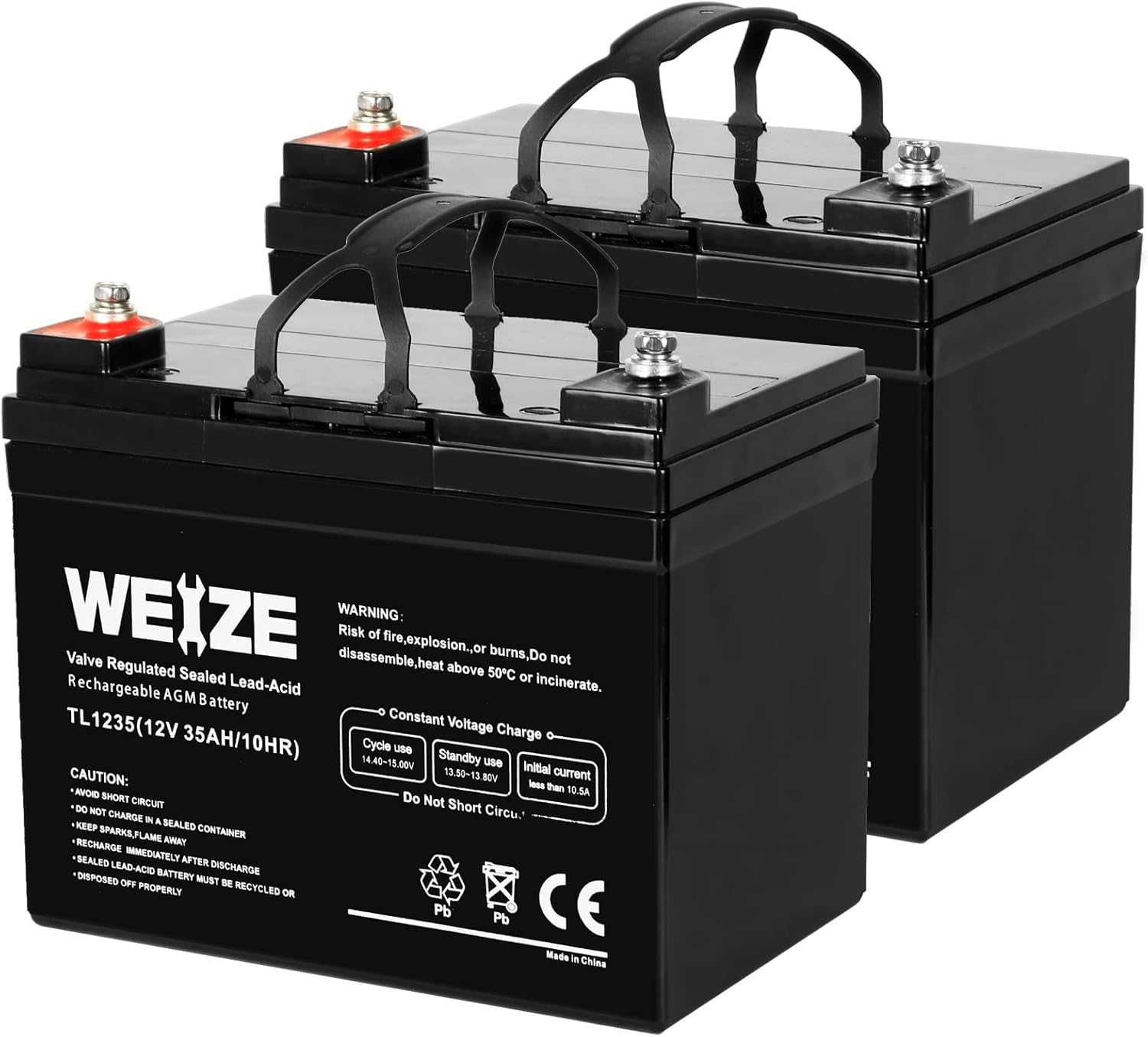 12V 35AH Deep Cycle Battery for Scooter Pride Mobility Jazzy Select Electric Wheelchair, Set of 2 35AH Battery*2 pack