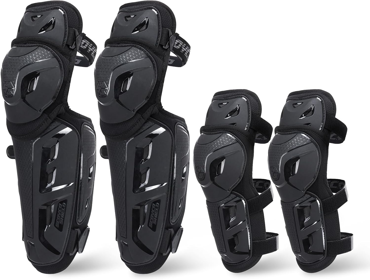 Motorcycle Knee Pads for Men - CE Level 1 Motocross Knee and Elbow Guards Protective Gear Armor with 45°-180° Knee Flexibility Design Adjustable Elastic Band