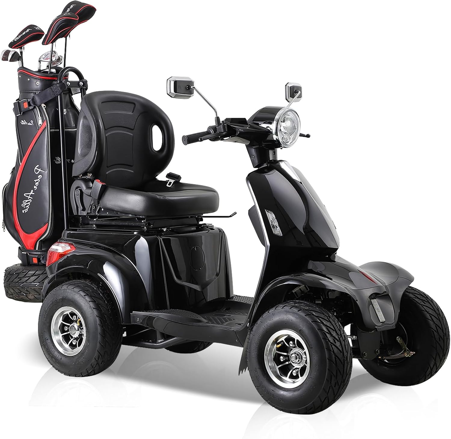 2-in-1 Electric Golf Cart &Mobility Scooter for Adult,Heavy Duty Electric Golf Carts with Rear Lockbox & Golf Cart 1000W Motor, 4 Fat Tires Black