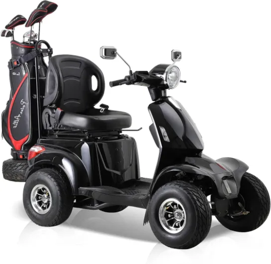 2-in-1 Electric Golf Cart &Mobility Scooter for Adult,Heavy Duty Electric Golf Carts with Rear Lockbox & Golf Cart 1000W Motor, 4 Fat Tires Black