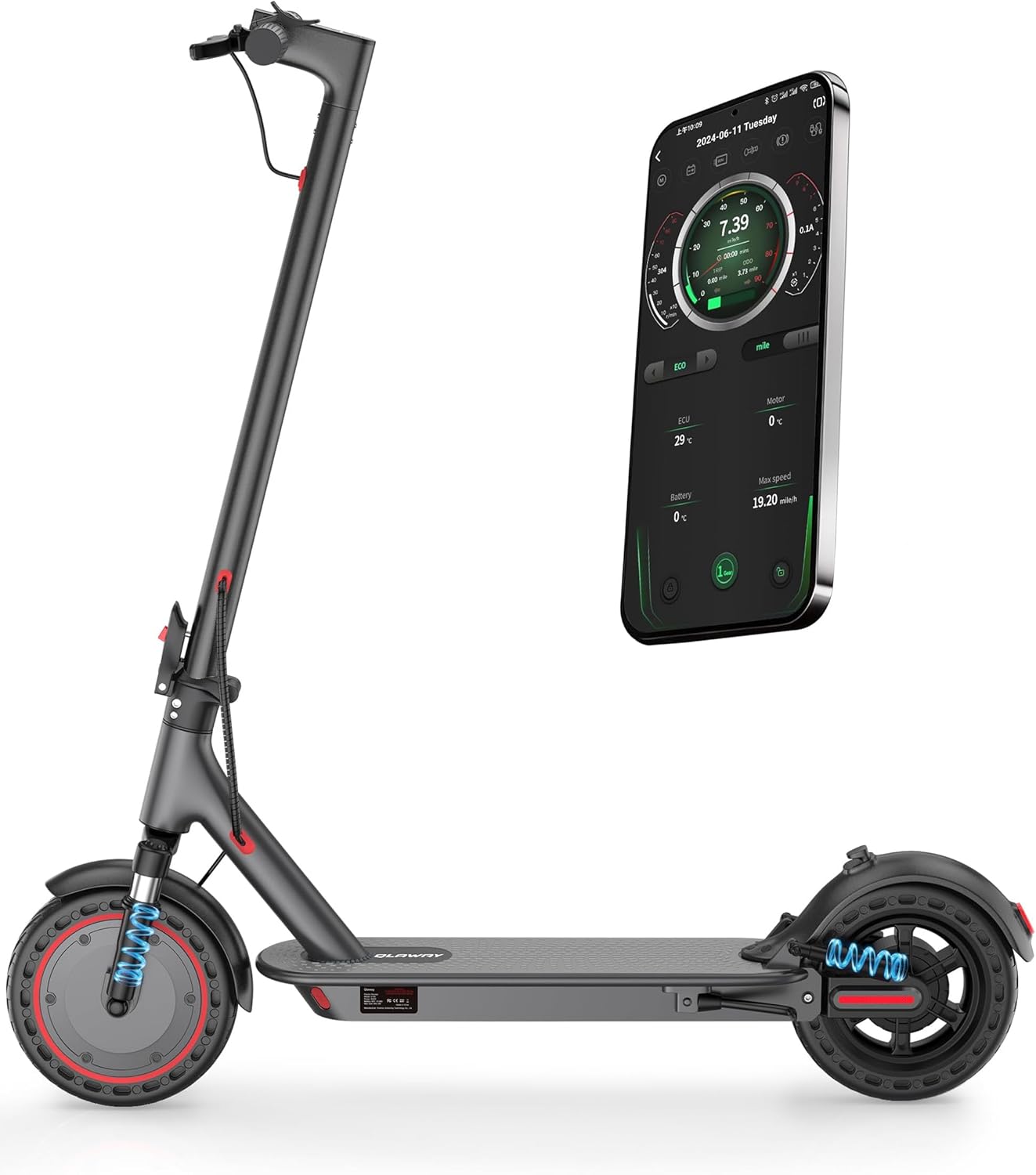 Electric Scooter for Adults, 350W/500W Motor, Up to 22 Miles Long Range, 8.5" /10" Solid Tires, 265 lbs Load Capacity, Foldable Commuting e-Scooter with Dual Braking System and App 10.5Ah-500W-Black