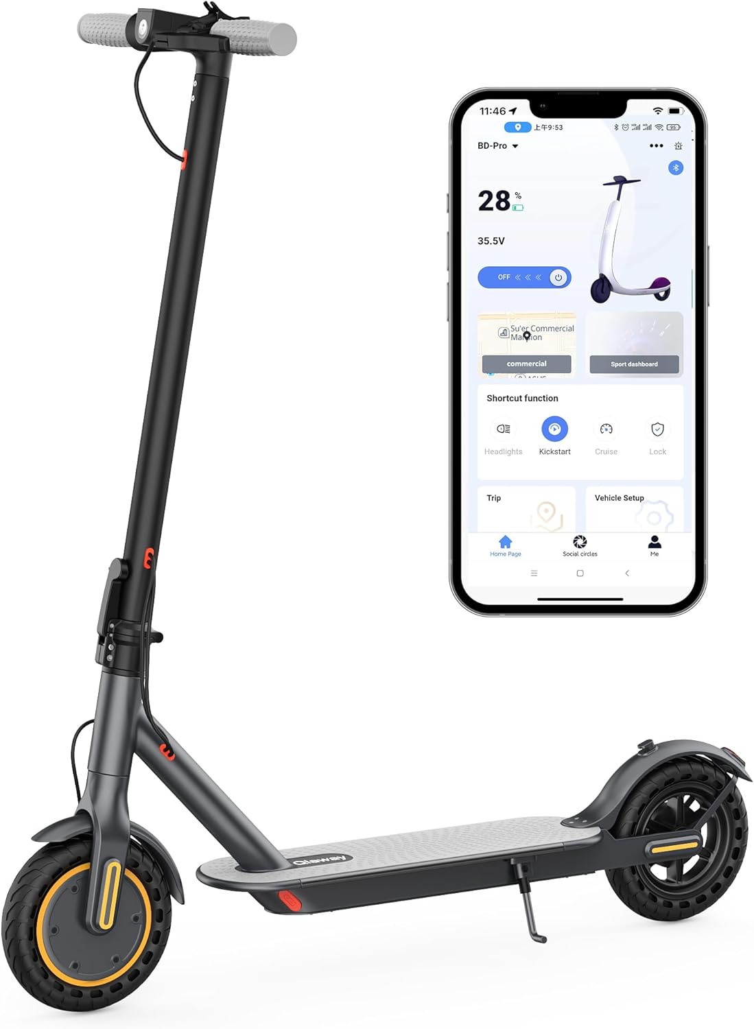 10/8.5" E Scooter for Adults 19-22 MPH Sport Escooter 350W/500W Motor, Electric Scooter 15-22 Miles Range, Bearing 265 LBS/APP Control,with Seat 8.5 Inch-22Miles-Gray