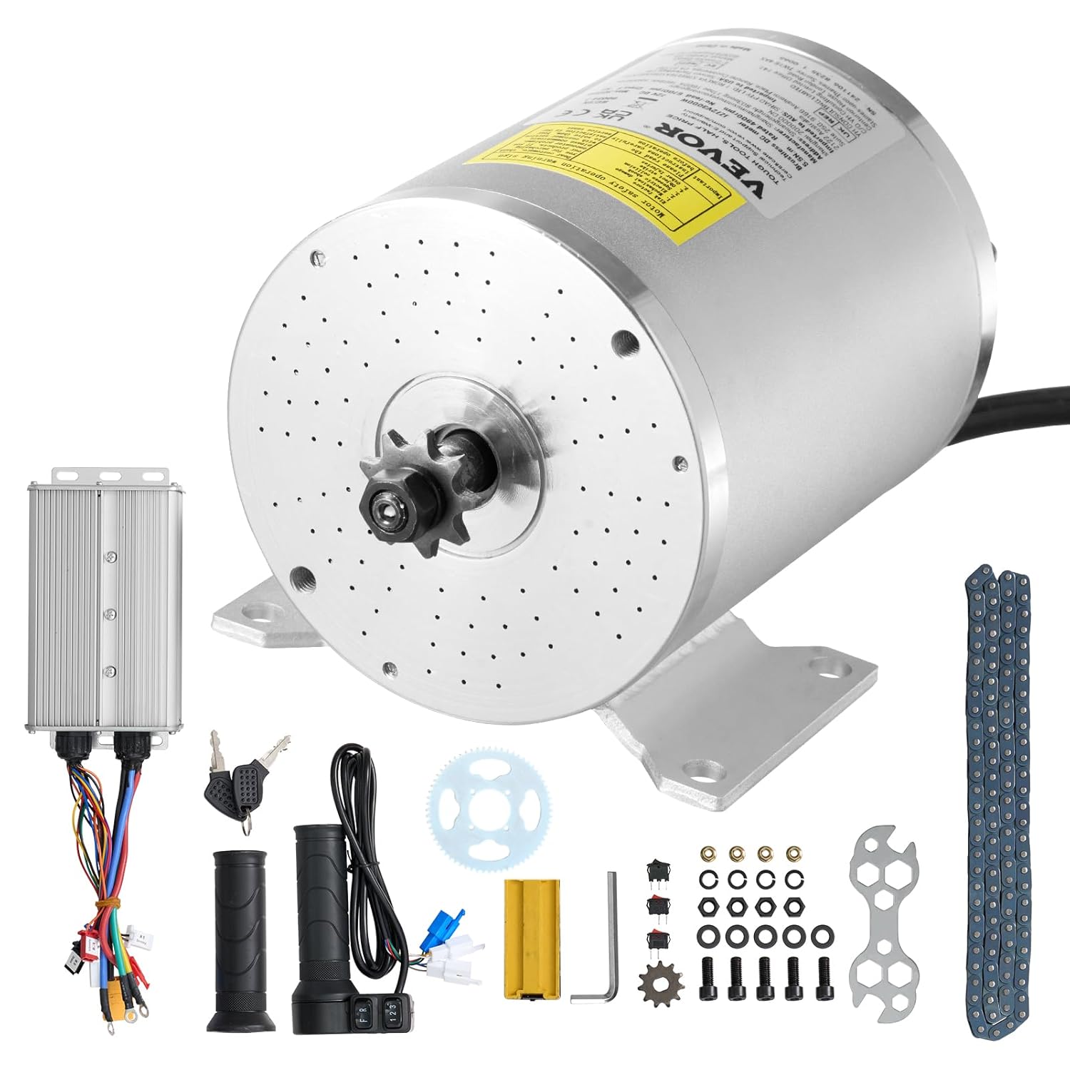 3000W Electric Brushless DC Motor Kit - 72V 4900rpm Motor with Upgraded Speed Controller and Throttle Grip Kit for Go Karts E-Bike Motorcycle Scooter DIY W/ Complete Accessories 3000W/72V