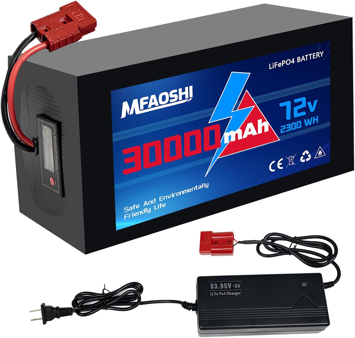 72V(76V) 30Ah LiFePO4 Battery for Ebike - Powers 0W-3500W Motors, with 50A BMS & Anderson Connector, Compatible with Electric Dirt Bike Scooter Motorcycle