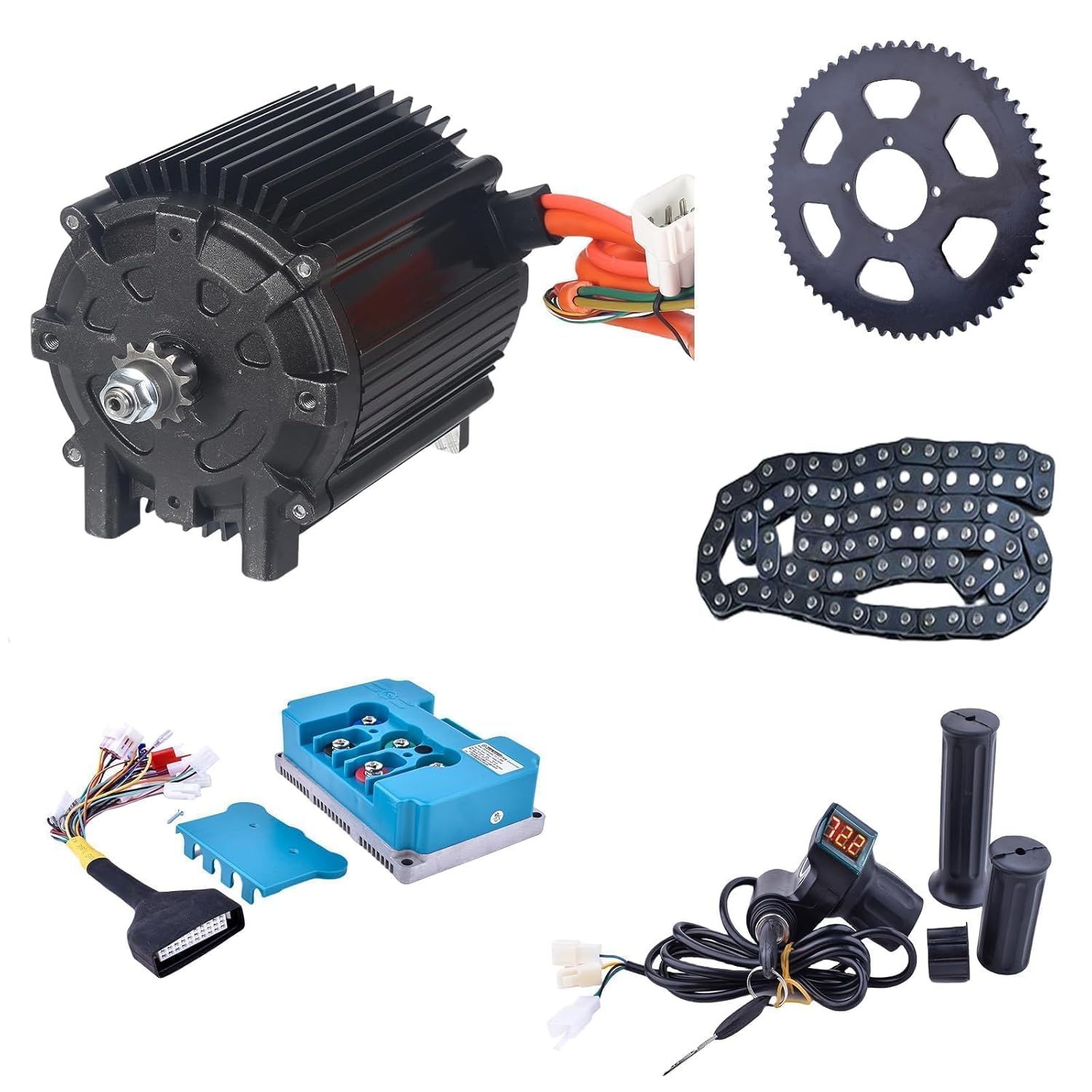 72V 5000W Electric Brushless DC Motor Kit Temperature Sensing Motor Electric Go Kart Motor 6900RPM High Speed Motor 100A 24 Mosfet Controller for Razor Dirt Bike, Electric Motorcycles(72V5000W) 72V 5000W Upgraded Brushless DC Motor kit