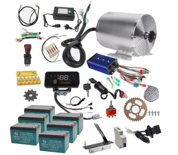 72V 3000W Brushless Motor Kit with Controller & LCD Display - Complete Kit for Electric Go Kart, Scooter, Golf Cart - Includes Batteries, 420 37T Sprocket, Foot Pedal