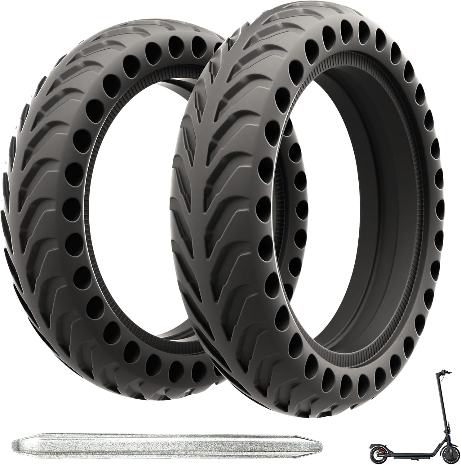 8.5x2 '' inch solid tires for electric scooters - This solid tire is compatible with Xiaomi m365/Mijia Mi m365 Pro/GTRAX GXL V2/GTRAX XR and All 8 1/2 x2/50/75-6.1 scooters - black（2PCS Honeycomb）