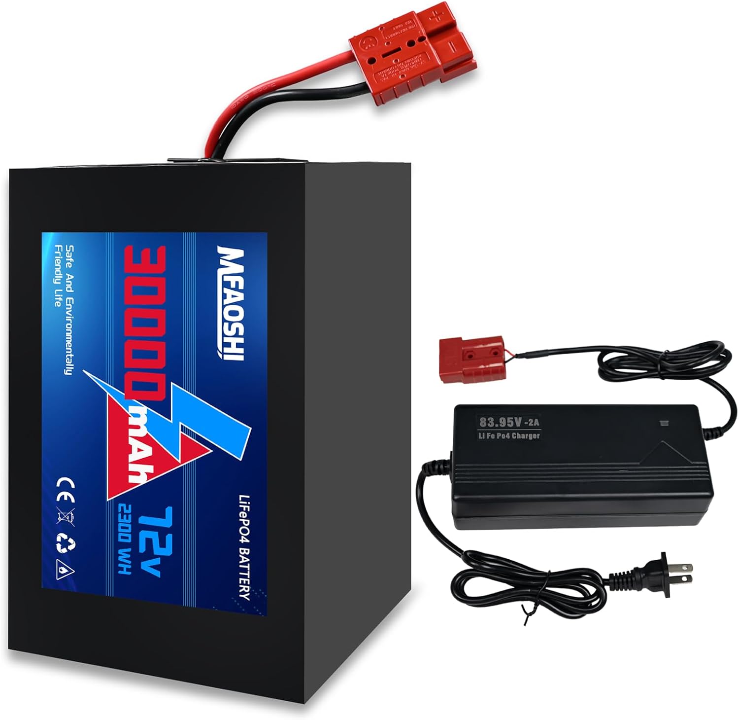 72V 30Ah LiFePO4 Battery,50A BMS & Superior Safety - Anderson Connector - for DIY & High-Performance Rides - Pack for 0W-3500W E-Bikes, E-Motos, Scooters