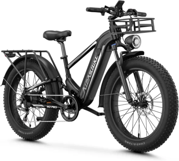 LEONX M2 Pro Electric Bike,1800W Motor Electric Bike for Adults, 26'' x 4.0'' Fat Tire Ebike with 48V 17.5AH Battery, 36MPH 85Miles Long Range Electric Mountain Bike, Up to 110 Nm Black With Front Basket