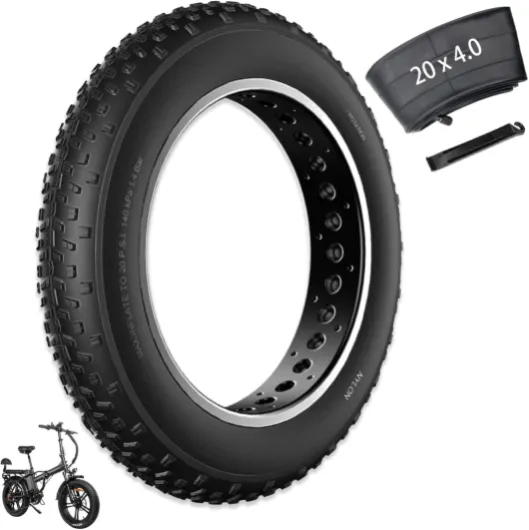 20x4 /26x4 Fat Bike Tire Replacement Kit, 20x4.0 /26x4.0 Inch Electric Bicycle Snow Mountain E-Bike Tires, Folding Ebike Fat Tire Tubes and Tire Levers Compatible Wide Mountain Snow Bike Tires 20x4.0 Inch/30TPI-1 PCS