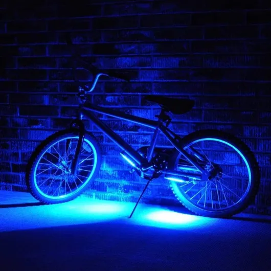 GoBrightz LED Bike Frame Light - Glowing Bike Underglow Light Bar for Night Riding - 4 Modes Flashing or Steady Glow - Cool Bicycle Lights for Kids, Teens & Adults - Be Cool, Be Safe, Be Seen Blue