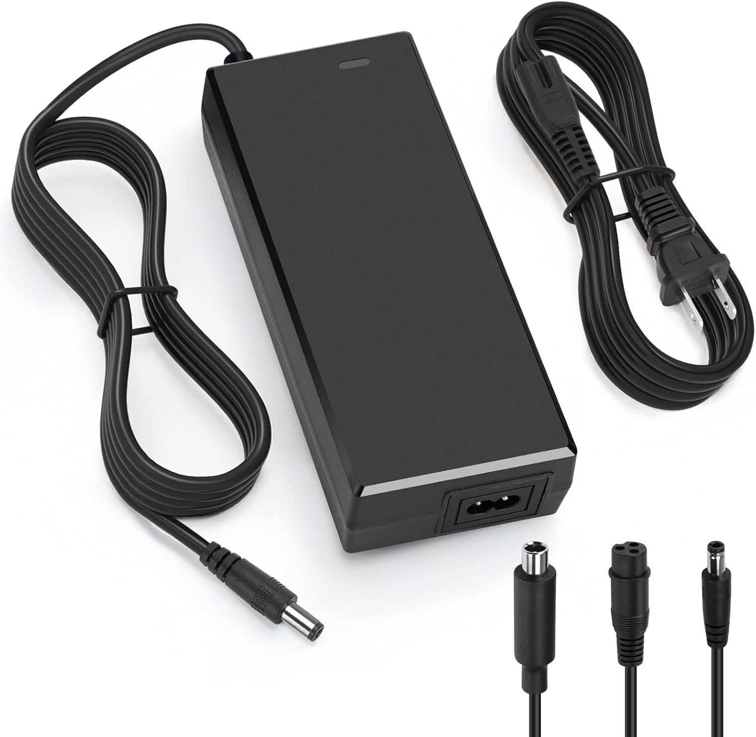 UL Certified 54.6V2A Fast Electric Bicycle Charger, Suitable for 48V Lithium Battery Electric Scooter Charger, Three-in-one Plug, Compatible with DC2.5mm/2.1mm and 12mm 3-pin Plug/Video Head.