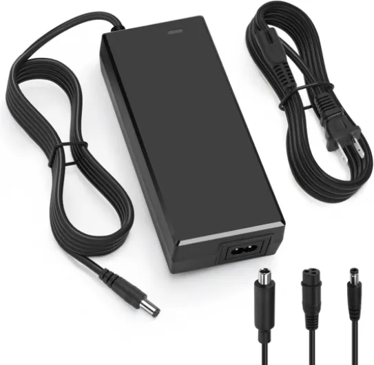 UL Certified 54.6V2A Fast Electric Bicycle Charger, Suitable for 48V Lithium Battery Electric Scooter Charger, Three-in-one Plug, Compatible with DC2.5mm/2.1mm and 12mm 3-pin Plug/Video Head.