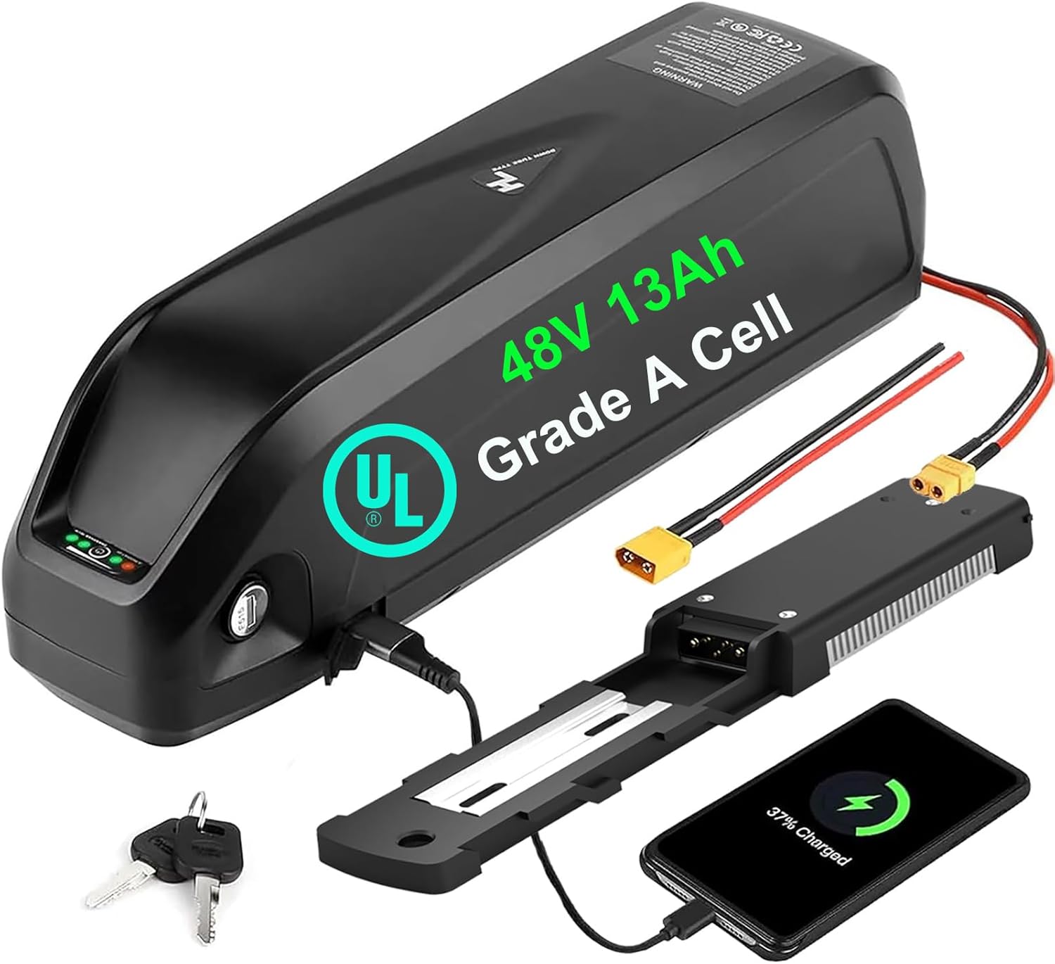 EXECYC（UL Certificated 48V /52VEbike Batterey - Lithium Ion Battery Pack for 48Volt 50W-1500W Electric Bicycle Conersion Kit Bafang and Front Wheel Rear Wheel 48v 13Ah 0-1000W(Grade A Cell)