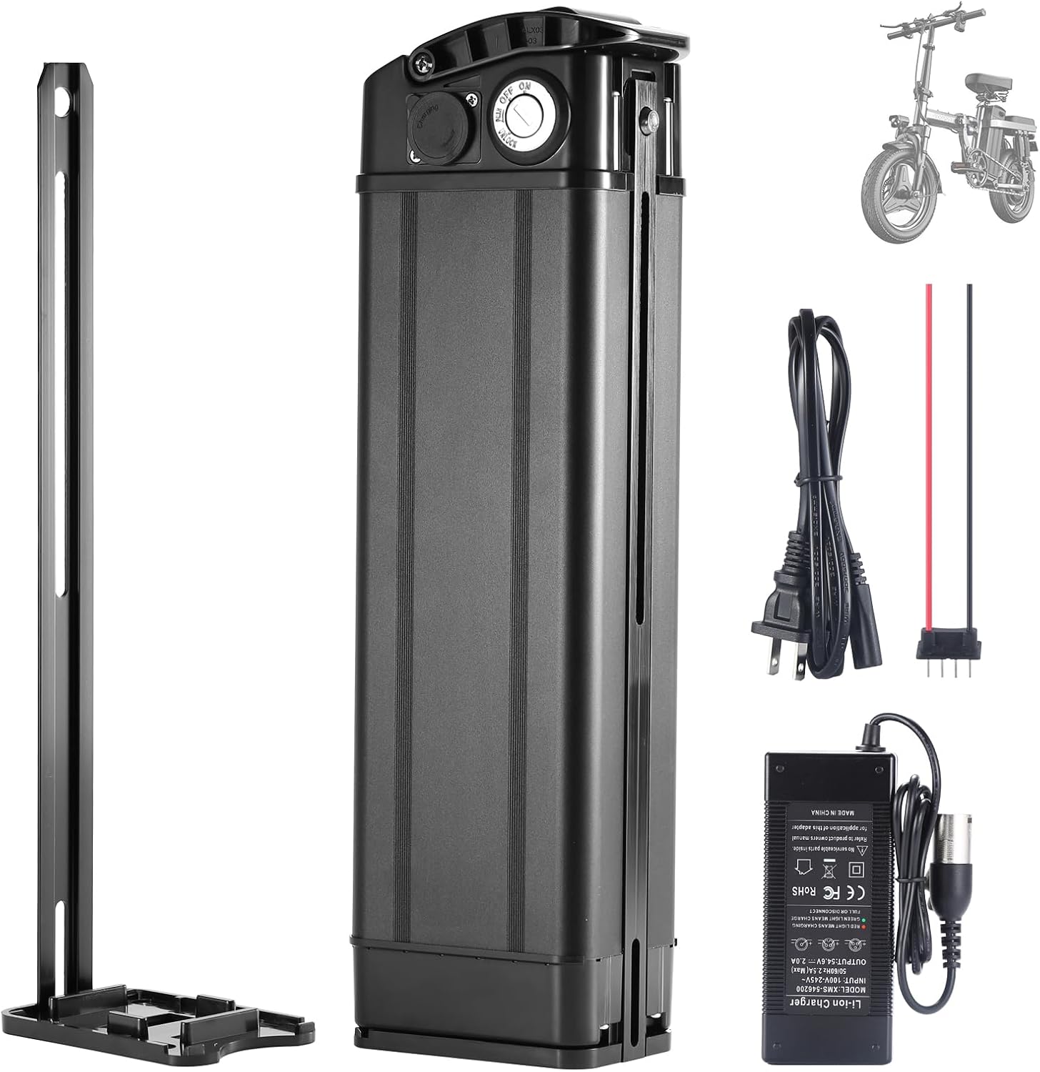 48V 16Ah Ebike Battery, Silver Fish Lithium-ion Battery with 2A Charge for 200-750W Electric Bike Bicycles Folding Bike Mountain Bike Motor 48V-16ah