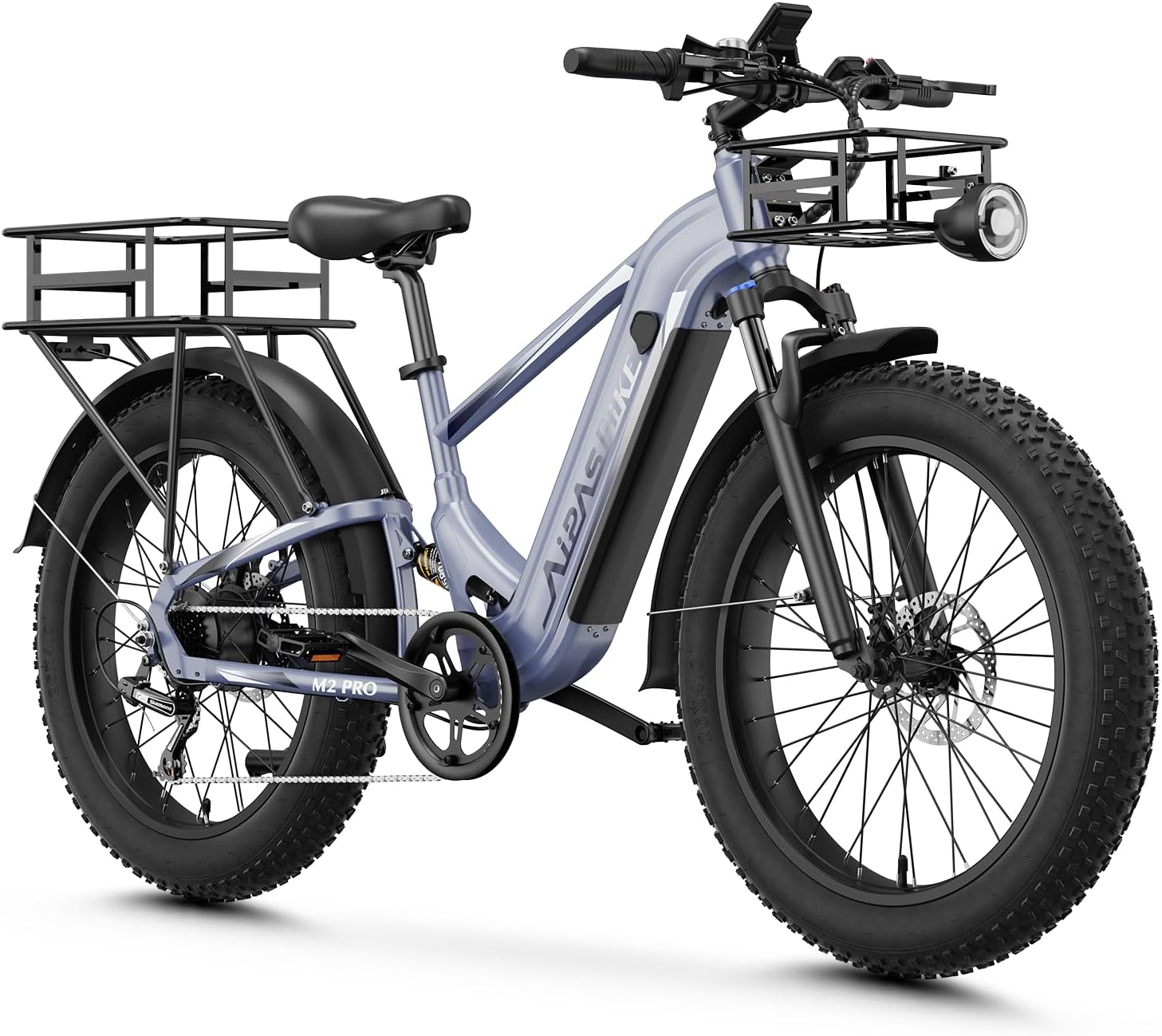 LEONX M2 pro Electric Bike,1800W Peak Motor Electric Bike Mountain Bike, 26'' x 4.0'' Fat Tire Electric Ebike with 48V 17.5AH Battery, 36MPH 85Miles Electric Bicycle with Front and Rack Basket
