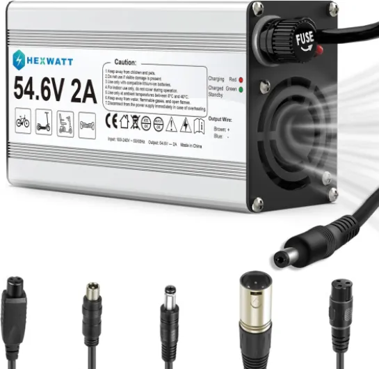 54.6V 2A Charger for 48V Lithium-ion Battery ebike Electric Bike Electric Scooter Hoverboard Battery Charger Replacement with 6 Connectors