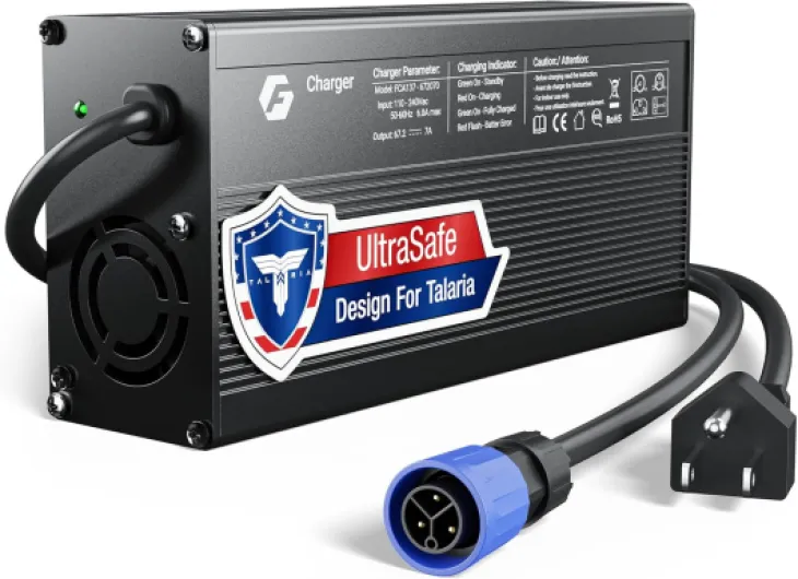 67.2V 7A Charger for Talaria Sting 4000 Series X3 L1E X3C MX3/MX4,3-Prong Power Supply with Cooling Fan,Efficient for Bike