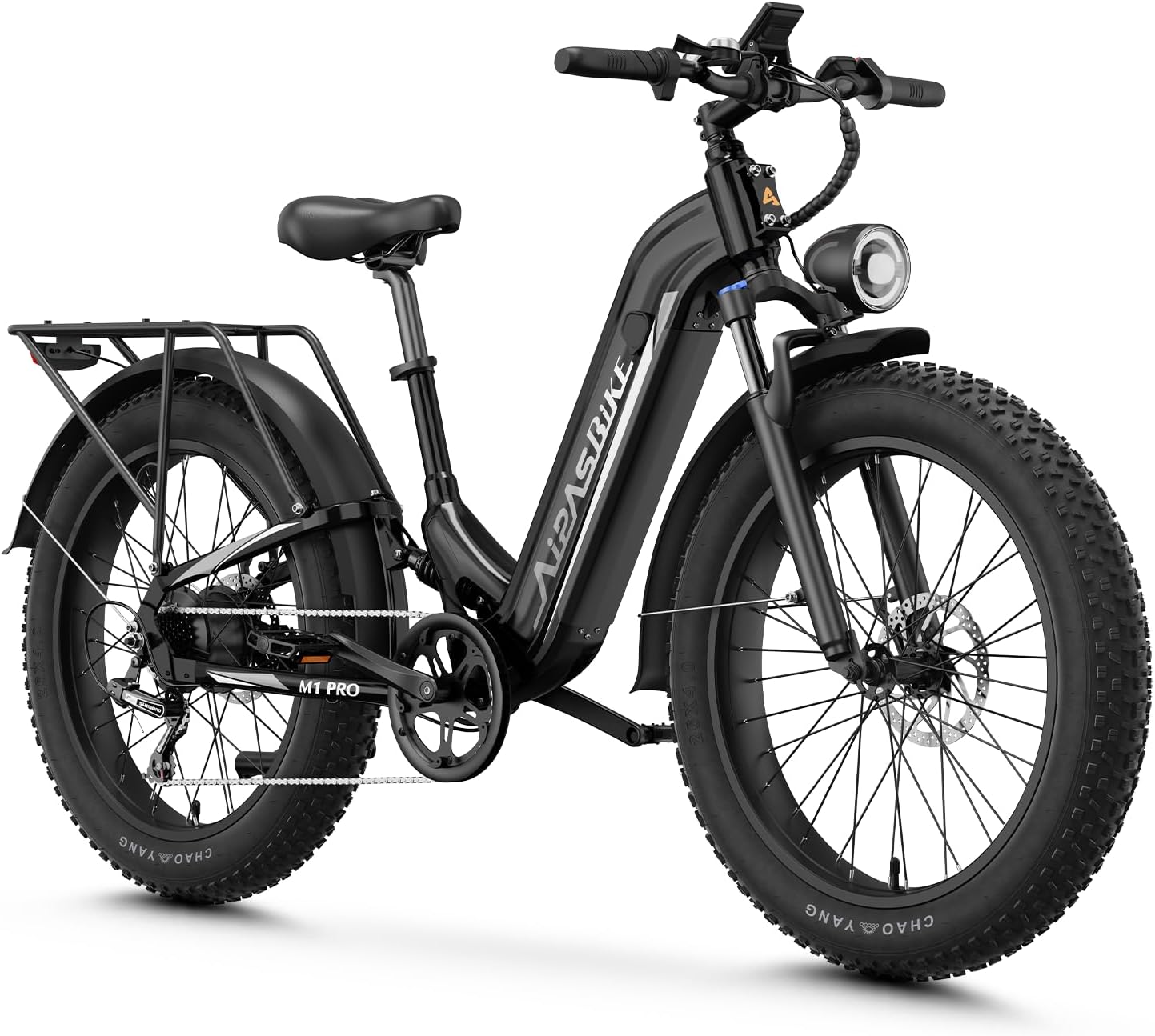 M1 Pro Electric Bike, 1800W Peak Motor Electric Bike for Adults, 48V 17.5Ah, 26'' x 4.0'' Fat Tire Electric Mountain Bike, Ebike with 85 Miles, 36MPH, 7 Speed 110Nm and Dual Suspension Black Standard