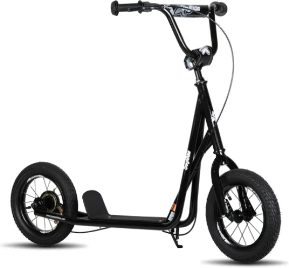 Kick Scooter for Ages 5-9 Years Old Boys Girls, 12 Inch Big Wheels Scooters for Kids, Teens and Adults, Rear Brake and Adjustable Handlebar, Kids Scooter Black