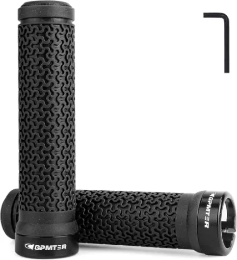 Bike Handlebar Grips, Single Lock on Bicycle Handle Bar, for BMX, Mountain, MTB, Beach Cruiser, Scooter, Folding Bike, Soft Non-Slip-Rubber Hand Grip Comfortable Ergonomic Black