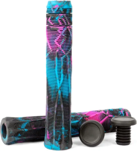Pro Scooter Grips Soft Longneck 150/165/180mm with Easy Cutting Lines for Pro Trick Scooters and BMX Handlebars black+blue+purple