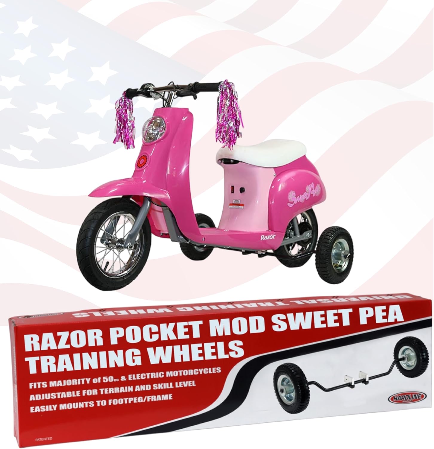 USA Wheels for Tots Training Wheels for Razor Pocket Mod Scooter - 1802-UT-H-Pocket Razor Sweet Pea Pocket Mod