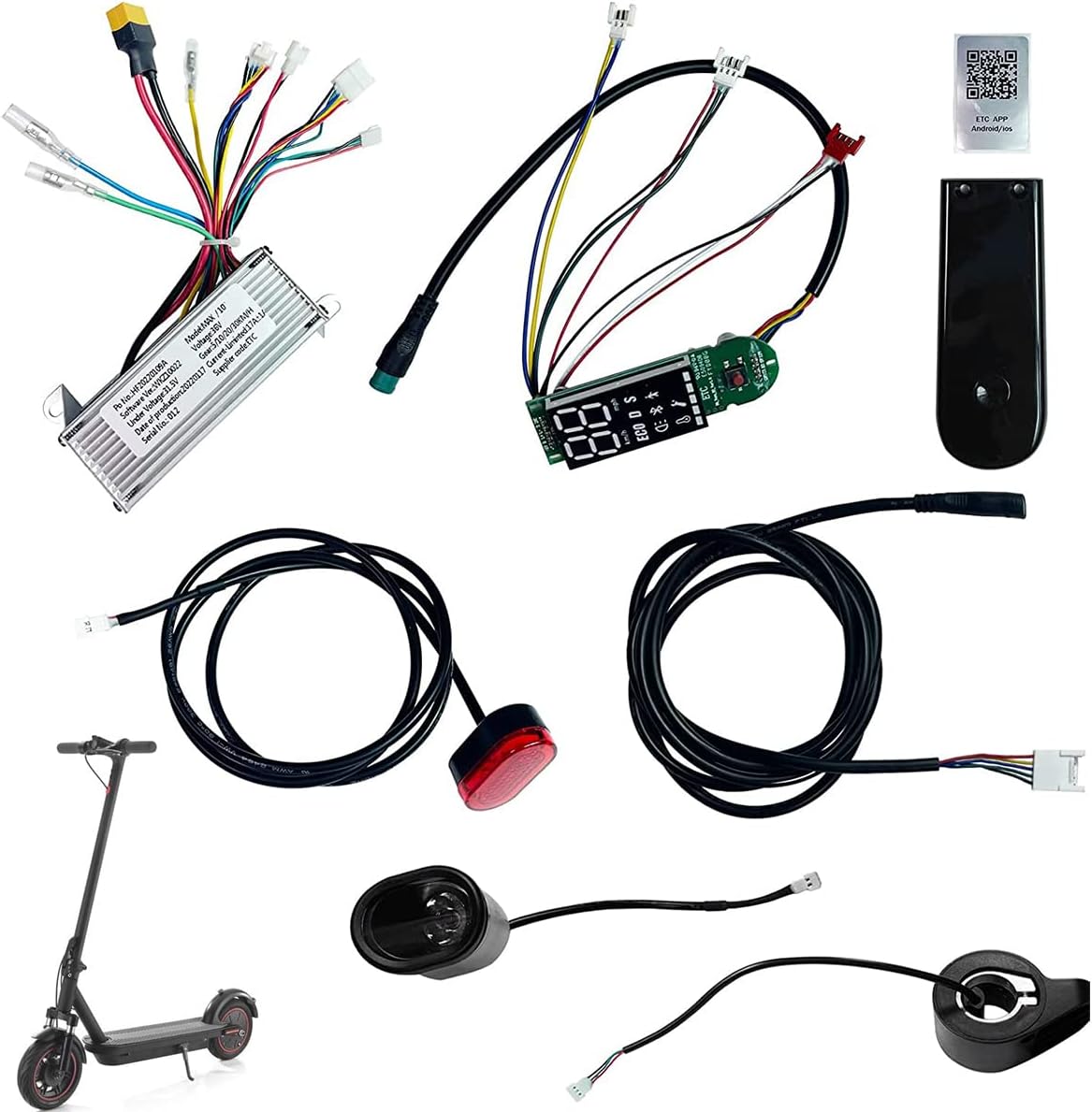 Scooter Controller 350W 36V 17A Original Tuya APP Scooter Controller Bluetooth Hoverboard for 10 Inch Max Speed 40 Km/h, Black