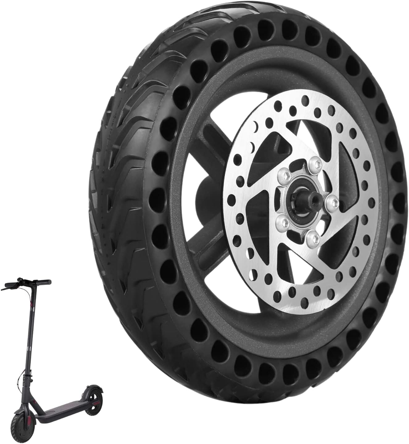 Gotrax Wheel replacement and Xiaomi M365 electric Scooter - Solid Tire with hub and Brake-Disc - Honeycomb Wheel Compatible Mijia1s gotrax gxl V2/gotrax XR and 8,5 inch