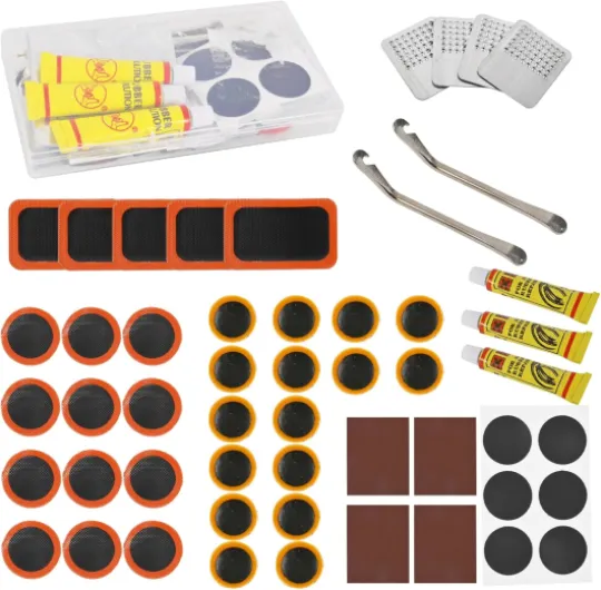 Bicycle Tire Repair Kit, Bicycle Inner Tube Repair Kit - Contains 39 Patches, Metal Lever, Suitable for Motorcycle Electric Bicycle Scooter Mountain MTB BMX Bike