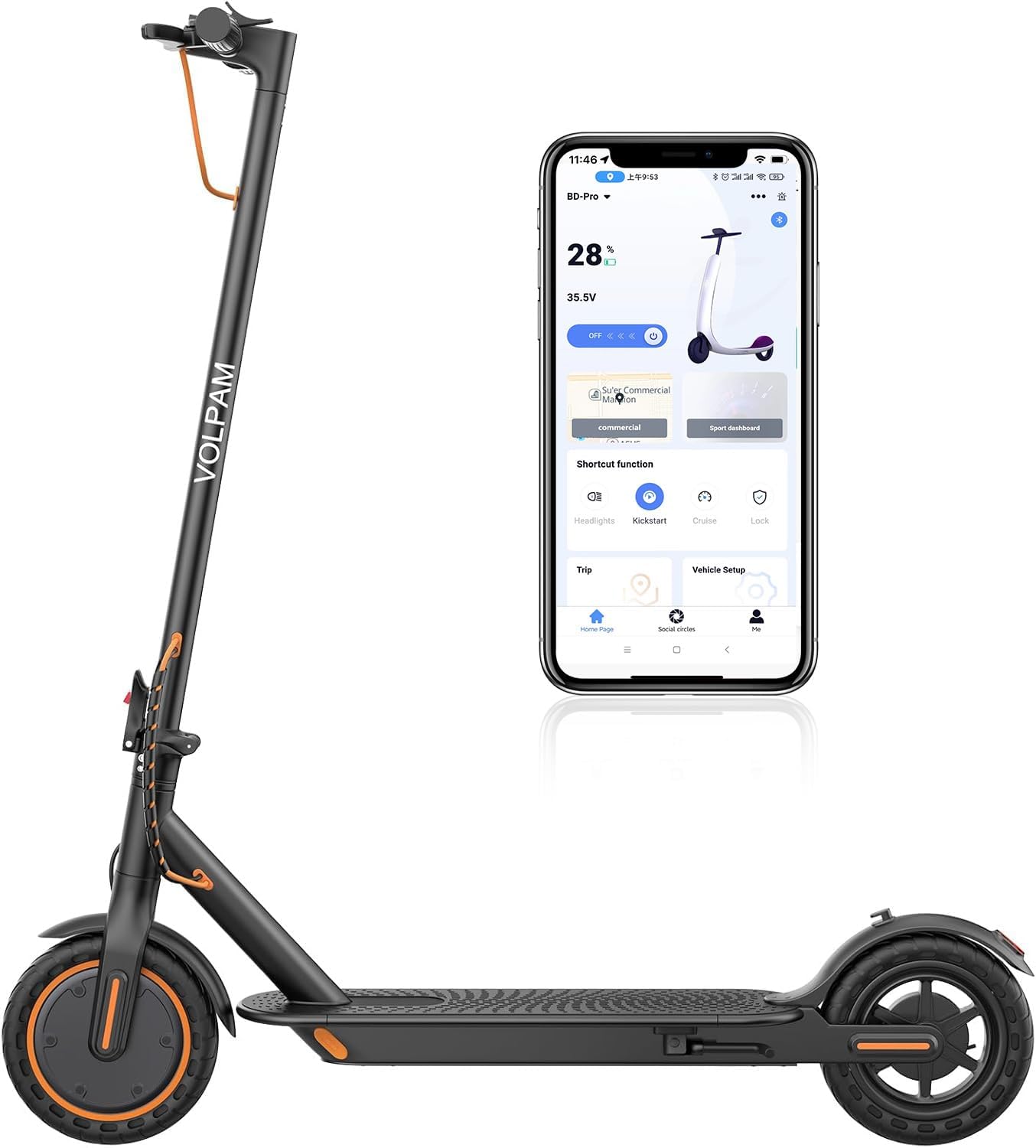 Electric Scooter, 350W/500W Powerful Motor, 8.5"/10" Solid Tires, 19/22Mph, 28/23/21/16 Miles Max Range, Dual Braking 8.5"-187.2Wh-350W