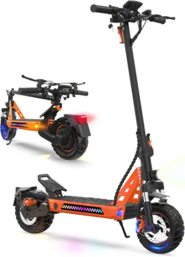 Electric Scooter aldults, 10" Tires, 1000W Brushless Motor, Top Speed 28 MPH, 28 Miles Max Range, Smart APP, Max 330lbs Load, 4.9in Display, Folding E Scooter（Upgraded Shock Absorption） VF3 black and orange color