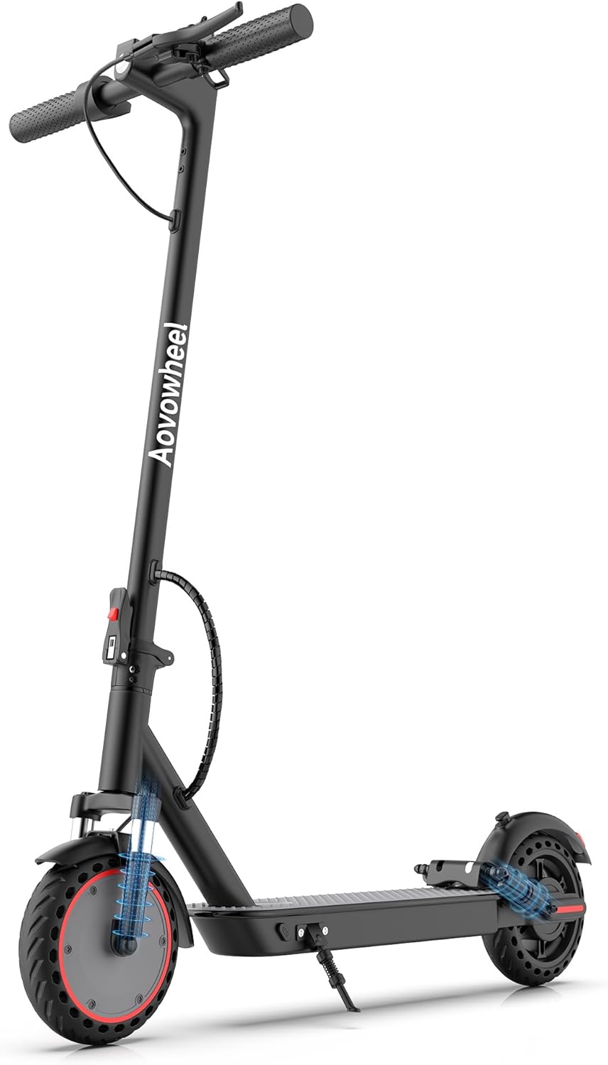 Electric Scooter Adults 8.5", Foldable Solid Tires E Scooter with Dual Suspension, 16 Mph, 350W Motor, Kick Scooters Max 16 Miles Long Range for Commuting, Electric Scooter for Adults, APP Control