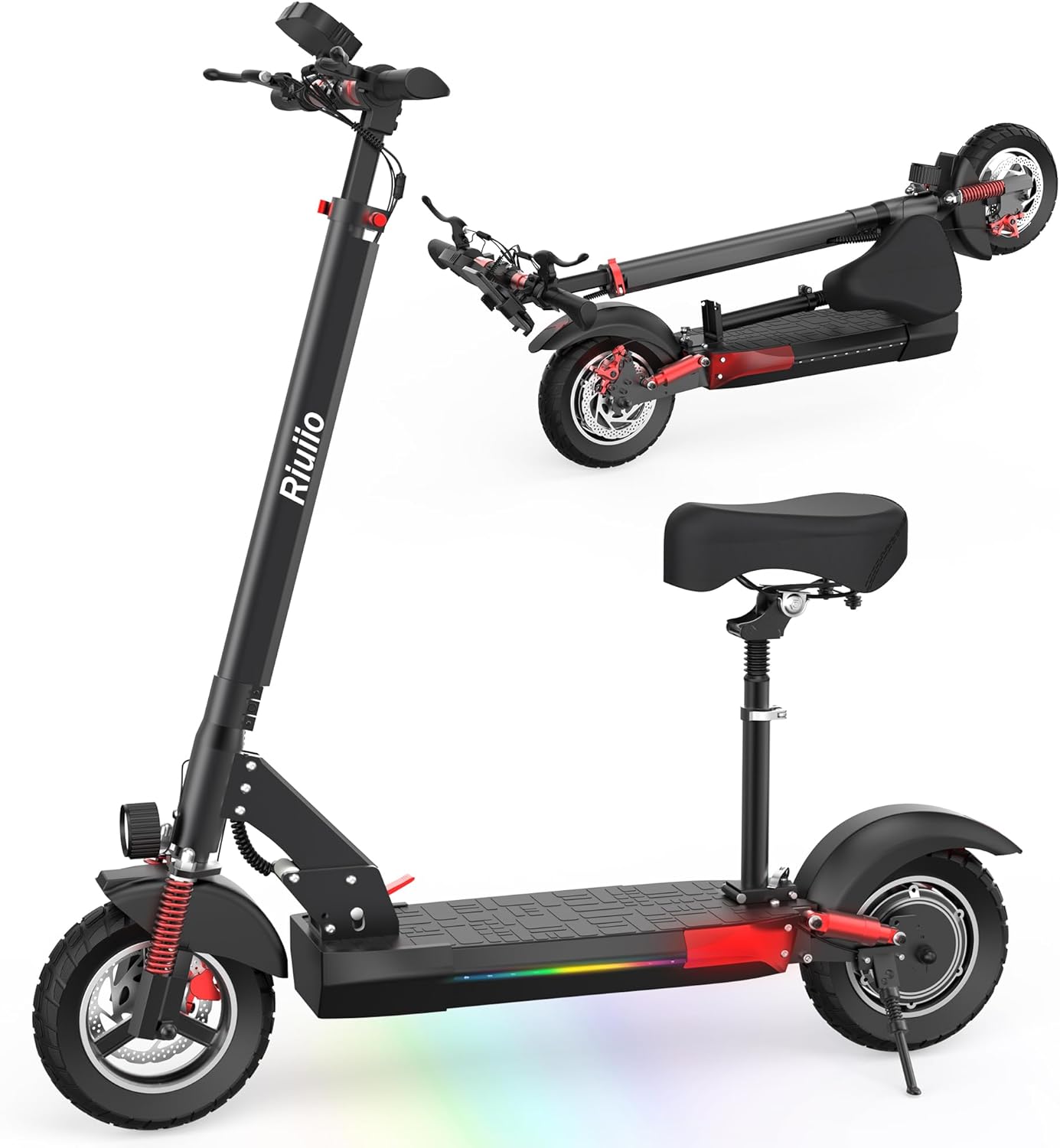 Electric Scooter for Adults - 19/22/28 MPH, Dual Suspension, 8.5" /10" /14'' Tires, 350/500/600W Motor, UL2272 Certified Foldable Commuting E-Scooter with App Control (Optional Seat) 576WH,600W,28MPH,34MILES