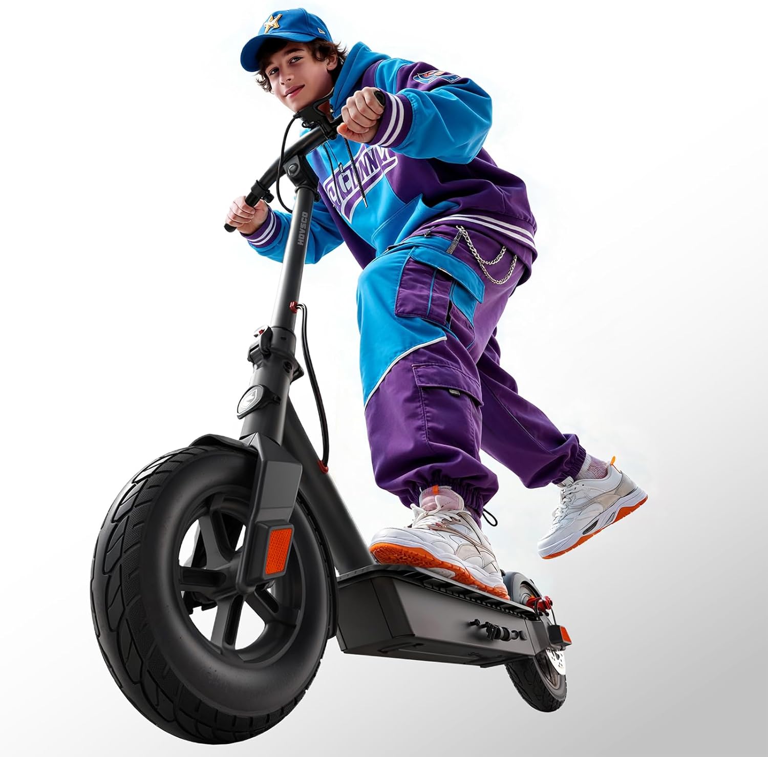 Electric Scooter for Adults, 23 Mph Max Speed, 30 Miles Range,Off Road Electric Scooter for All Terrain, 10" Solid Rear Tire and Pneumatic Front Tire, EScooter with Dual Suspension 30mile-23mph-B18A