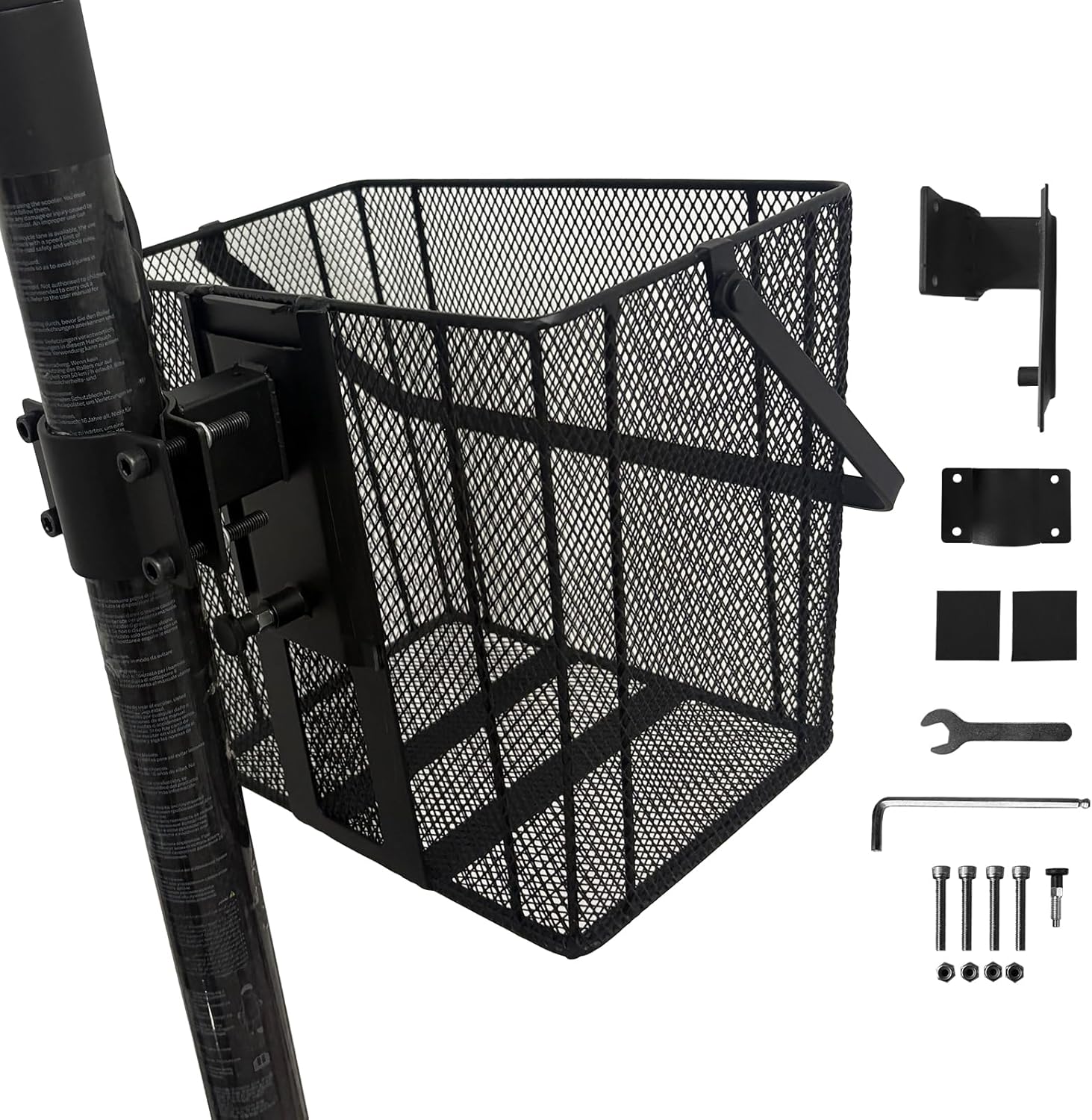 Scooter Basket Bike Front Baskets Heavy Duty Quick Release Removable Iron Mesh Bicycle Basket with Handle Easy Assembly and Portability Size 10.2" L x 6.5" W x 9" H (Small)