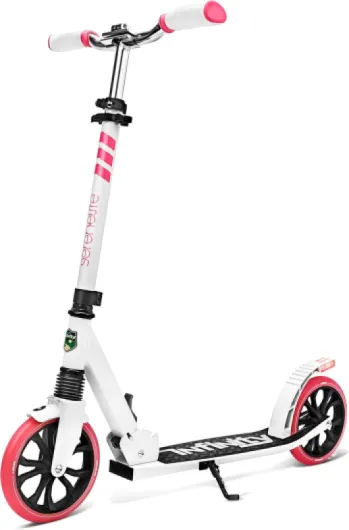 Two Wheel Scooter for Teens, Smooth Gliding Kick Scooter for Adults w/Adjustable Height for Ages 8+, Portable All Terrain Scooter w/Carry Straps, Easy to Fold Pink