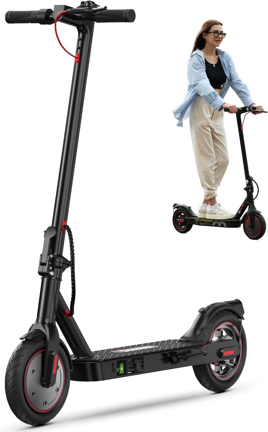 Electric Scooter Adults & Big Kids, 23/18/12 Miles Long Range,22/19/18 Mph Top Speed, Commuting Electric Scooter with Cruise Control, Double Braking Systems Escooter for Adults and Teens i8(18mph &12miles)