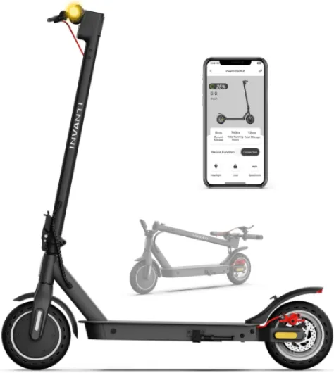 E30 Adult Electric Scooter, Max 20Miles & 18 MPH, 350W Motor, Turn Signals, Smart APP, 8.5" Solid Tires, Foldable Commuter Electric Scooter for Adult with Rear Suspension and Dual Brakes Gray