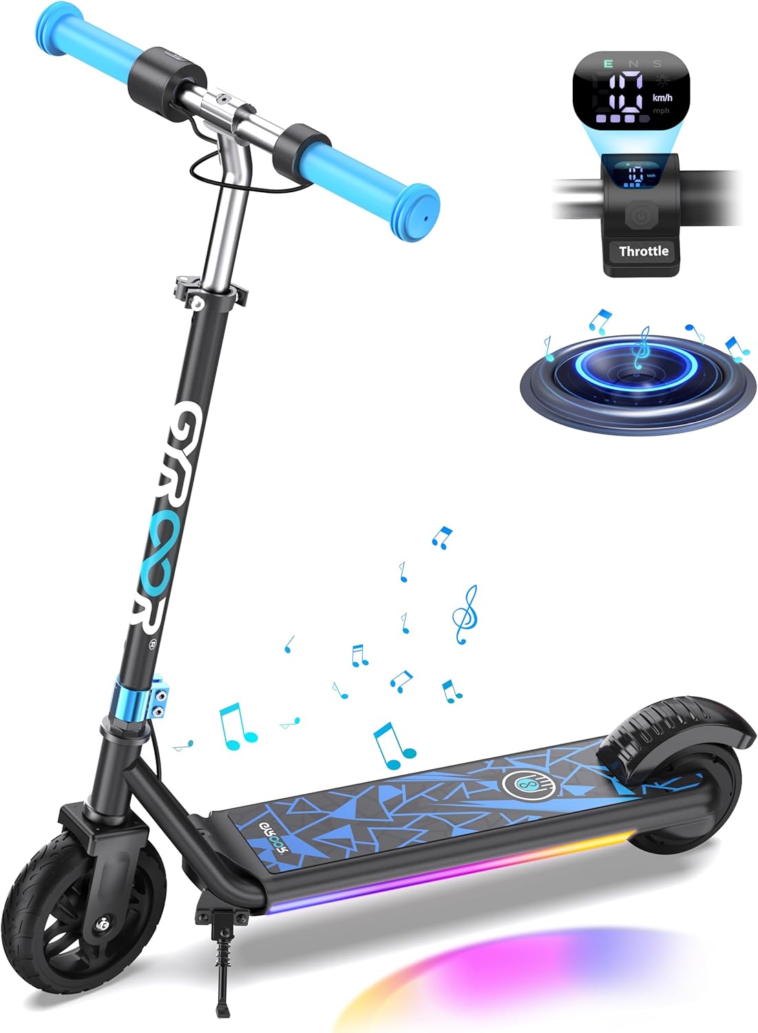 H30 Max Electric Scooter for Kids, LED Dispaly, 150W Powerful Motor, Dual Brake System, Adjustable Height and Speed, Best Presents for Kids H30Max-Blue
