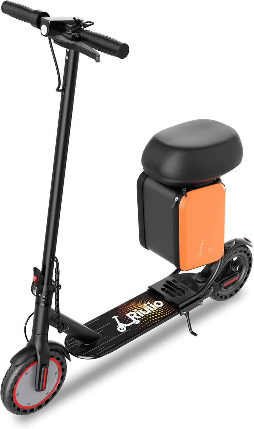 Electric Scooter for Adults - 19/22/28 MPH, Dual Suspension, 8.5" /10" /14'' Tires, 350/500/600W Motor, UL2272 Certified Foldable Commuting E-Scooter with App Control (Optional Seat) 188WH Scooter With seat and bag