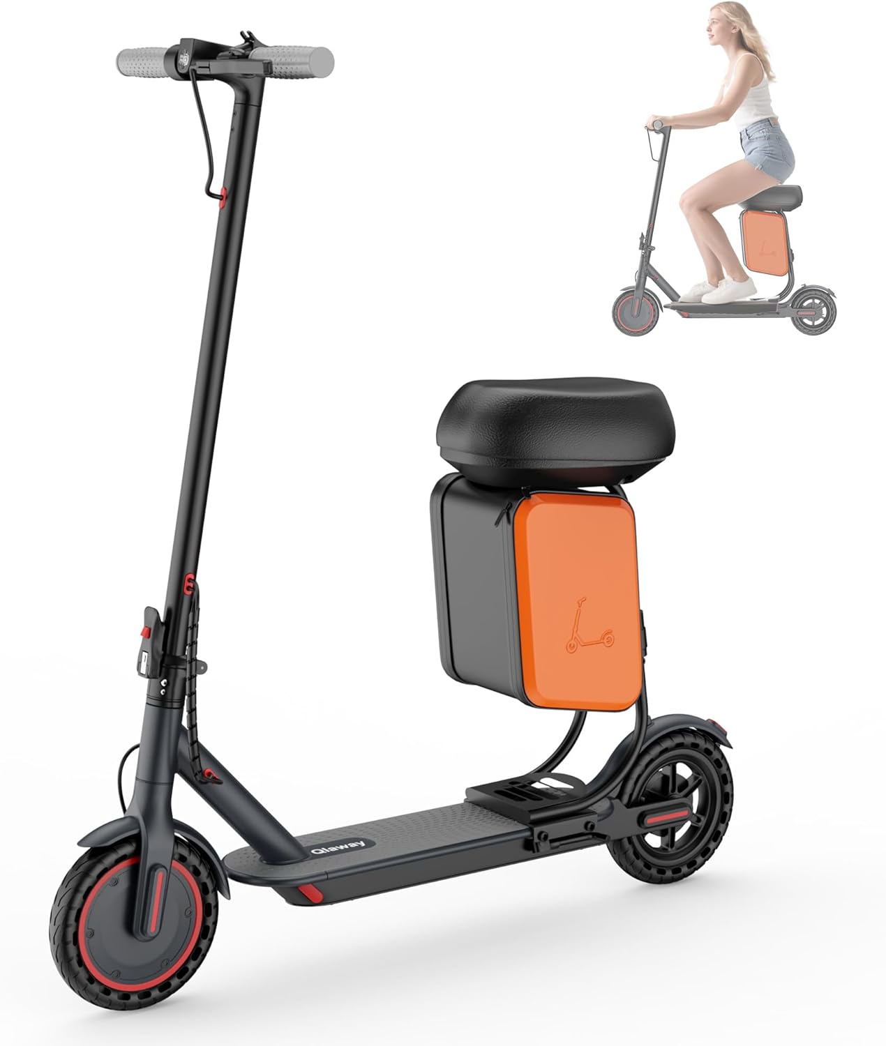 Electric Scooter for Adults, 350W/500W Motor, 16-22 Miles Range, 8.5"/10" Solid Tires, Dual Braking & Suspension, Folding Portable Commuting E-Scooter with App 8.5"-5.2Ah-350W (With seat)