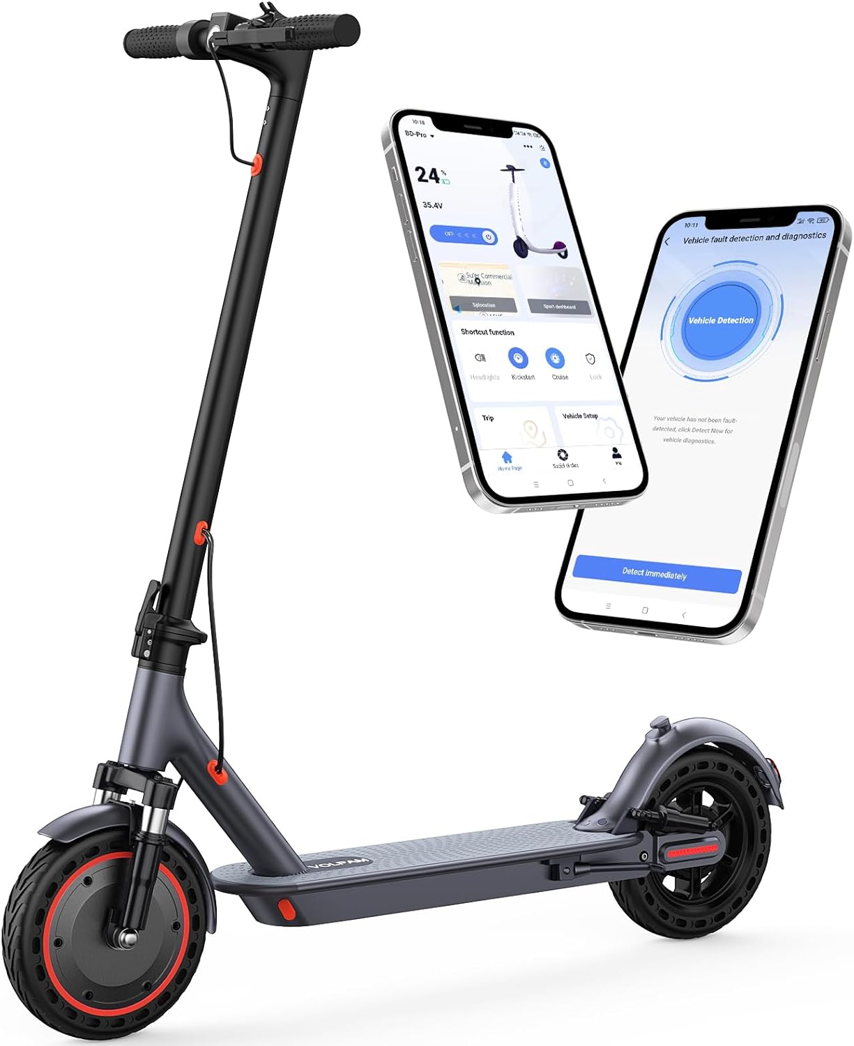 Electric Scooter, 350W/500W Powerful Motor, 8.5"/10" Solid Tires, 19/22Mph, 28/23/21/16 Miles Max Range, Dual Braking 10''-Dual Suspension-500W